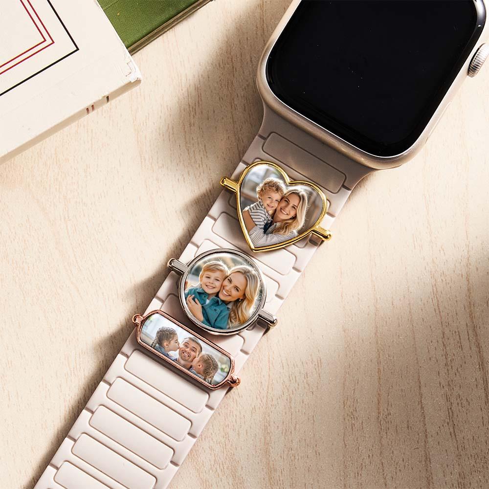 Personalized Photo Engraved Watch Charm – Custom Strap Accessory for Smartwatches Thoughtful Family Gift