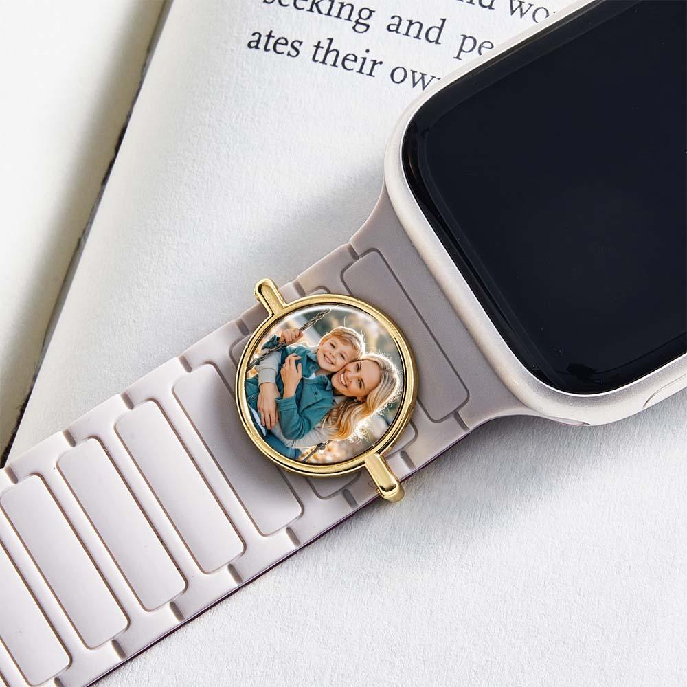 Personalized Photo Engraved Watch Charm – Custom Strap Accessory for Smartwatches Thoughtful Family Gift