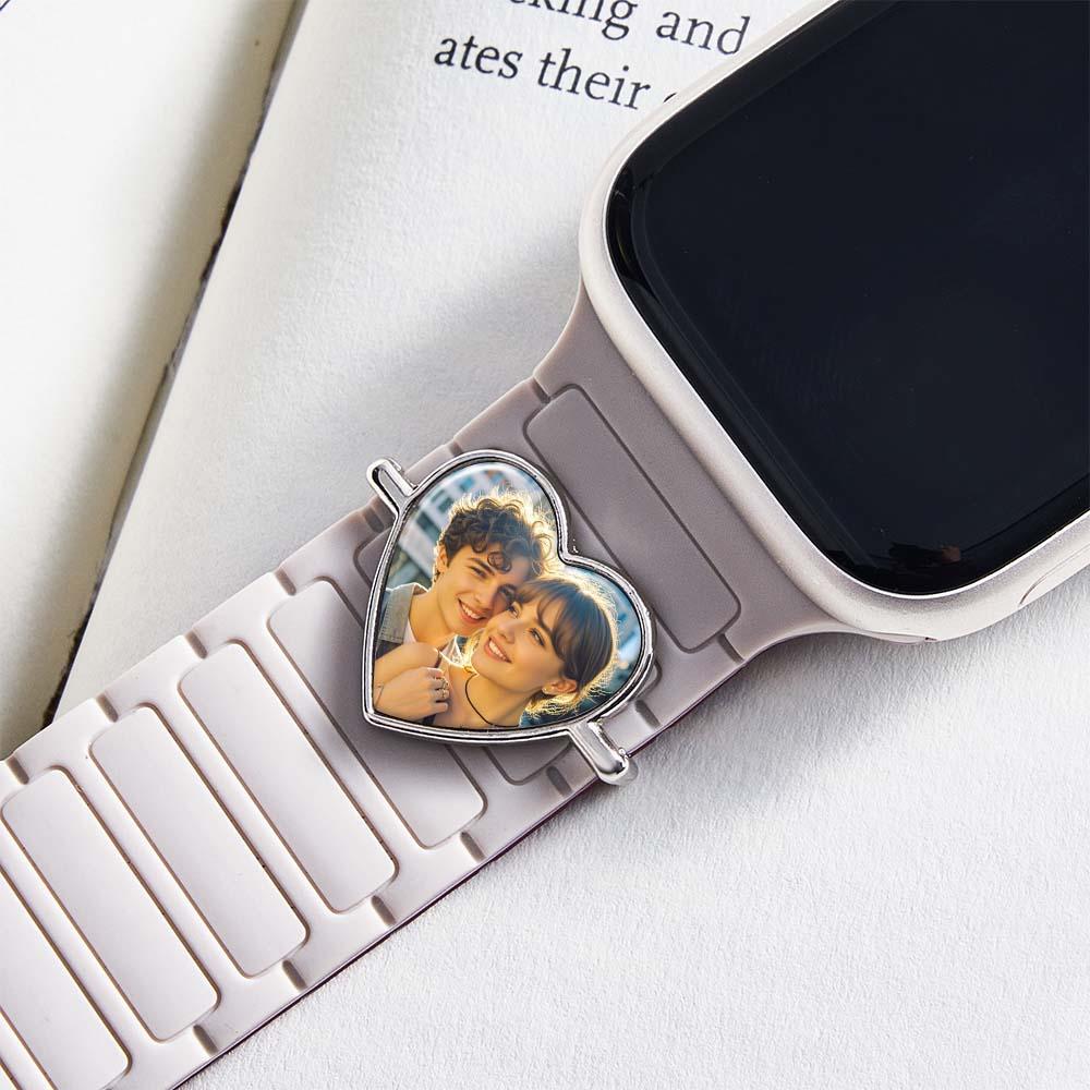 Personalized Photo Engraved Watch Charm – Custom Strap Accessory for Smartwatches Thoughtful Family Gift