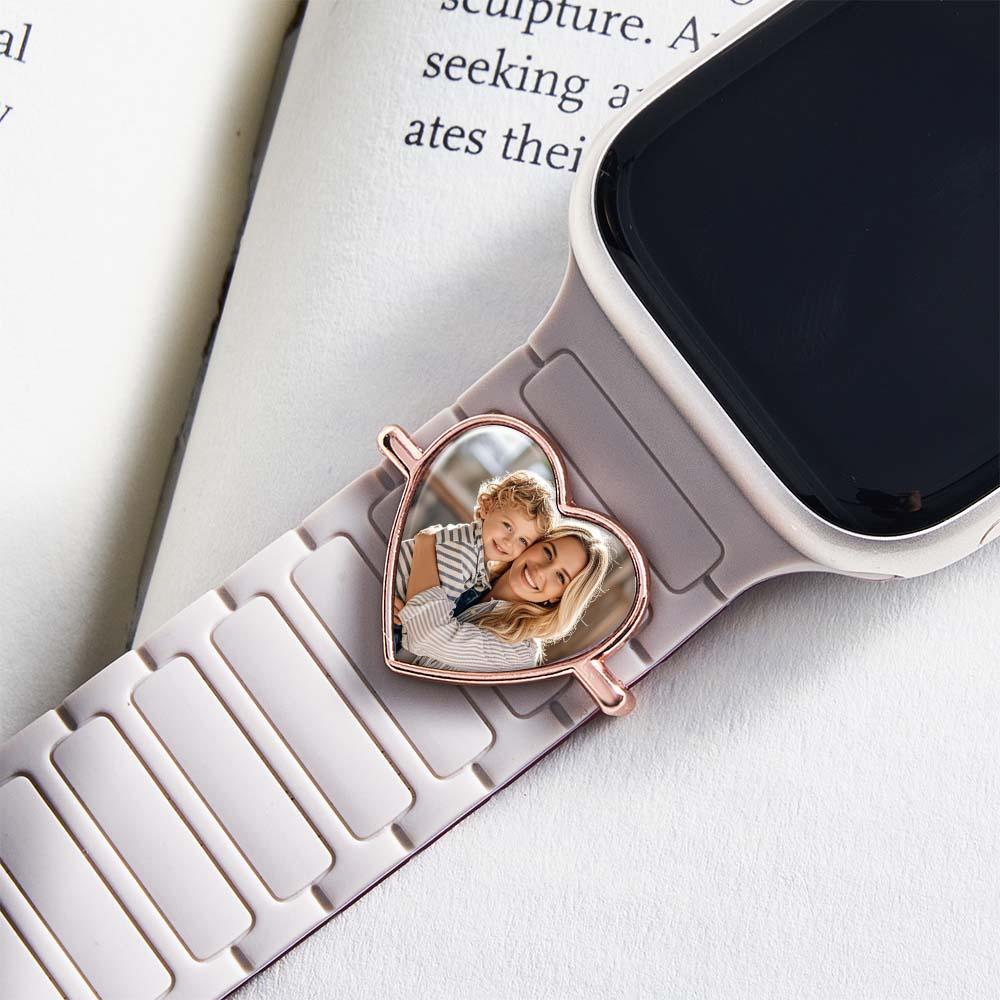Personalized Photo Engraved Watch Charm – Custom Strap Accessory for Smartwatches Thoughtful Family Gift