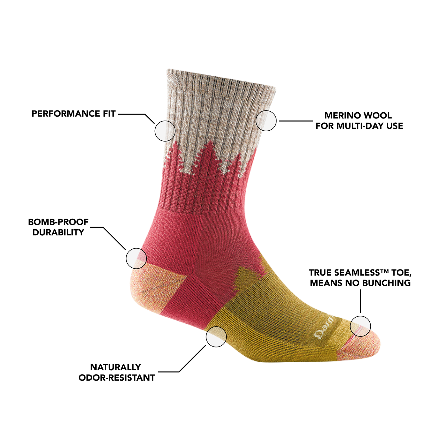 Women's Treeline Micro Crew Midweight Hiking Sock - Last Chance