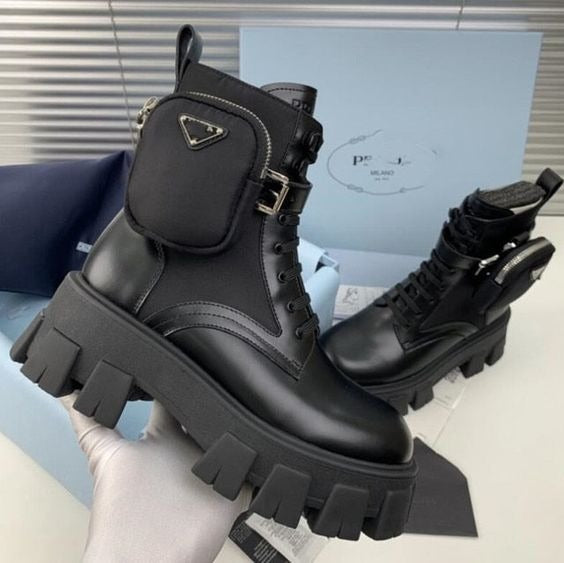 Classic triangle logo platform women's boots