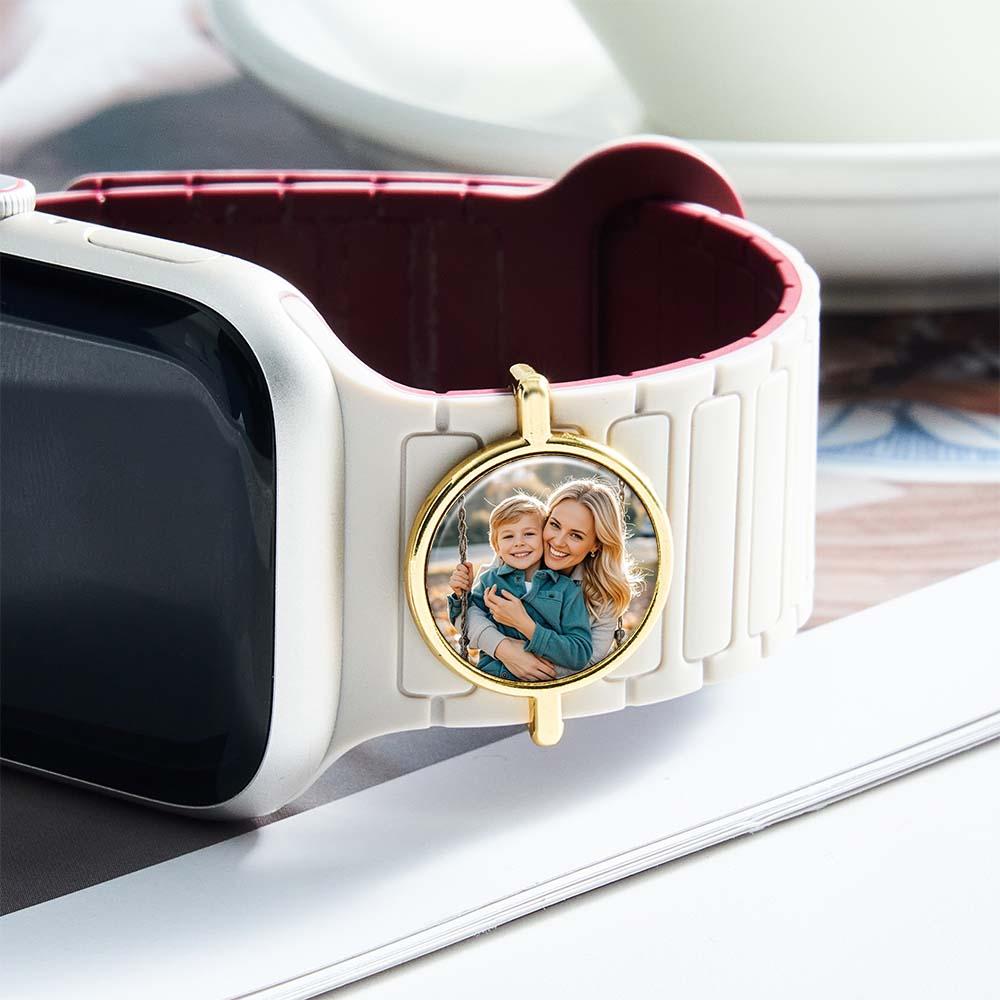 Personalized Photo Engraved Watch Charm – Custom Strap Accessory for Smartwatches Thoughtful Family Gift