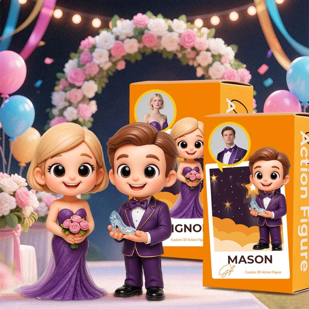 Personalized Cartoon 3D Figurines for Two Custom Character Action Figures Based on Your Photos Romantic or Friendship Gift for Any Occasion