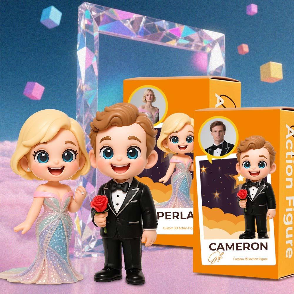 Personalized Cartoon 3D Figurines for Two Custom Character Action Figures Based on Your Photos Romantic or Friendship Gift for Any Occasion