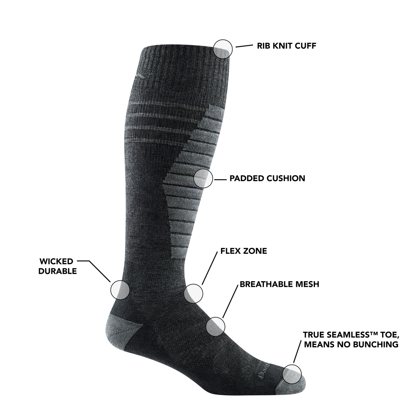 Men's Edge Over-the-Calf Midweight Ski & Snowboard Sock-Last Chance