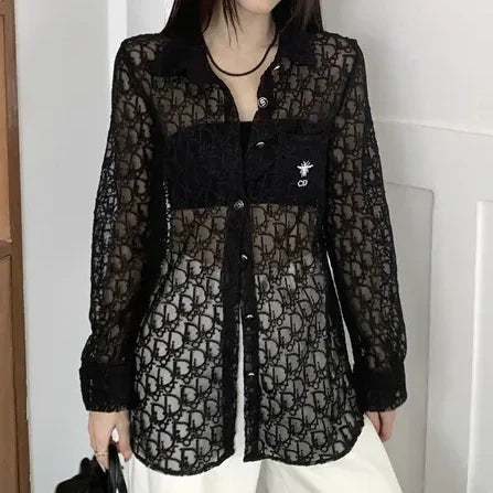 New lace micro-sheer sun protection shirt 1025042811