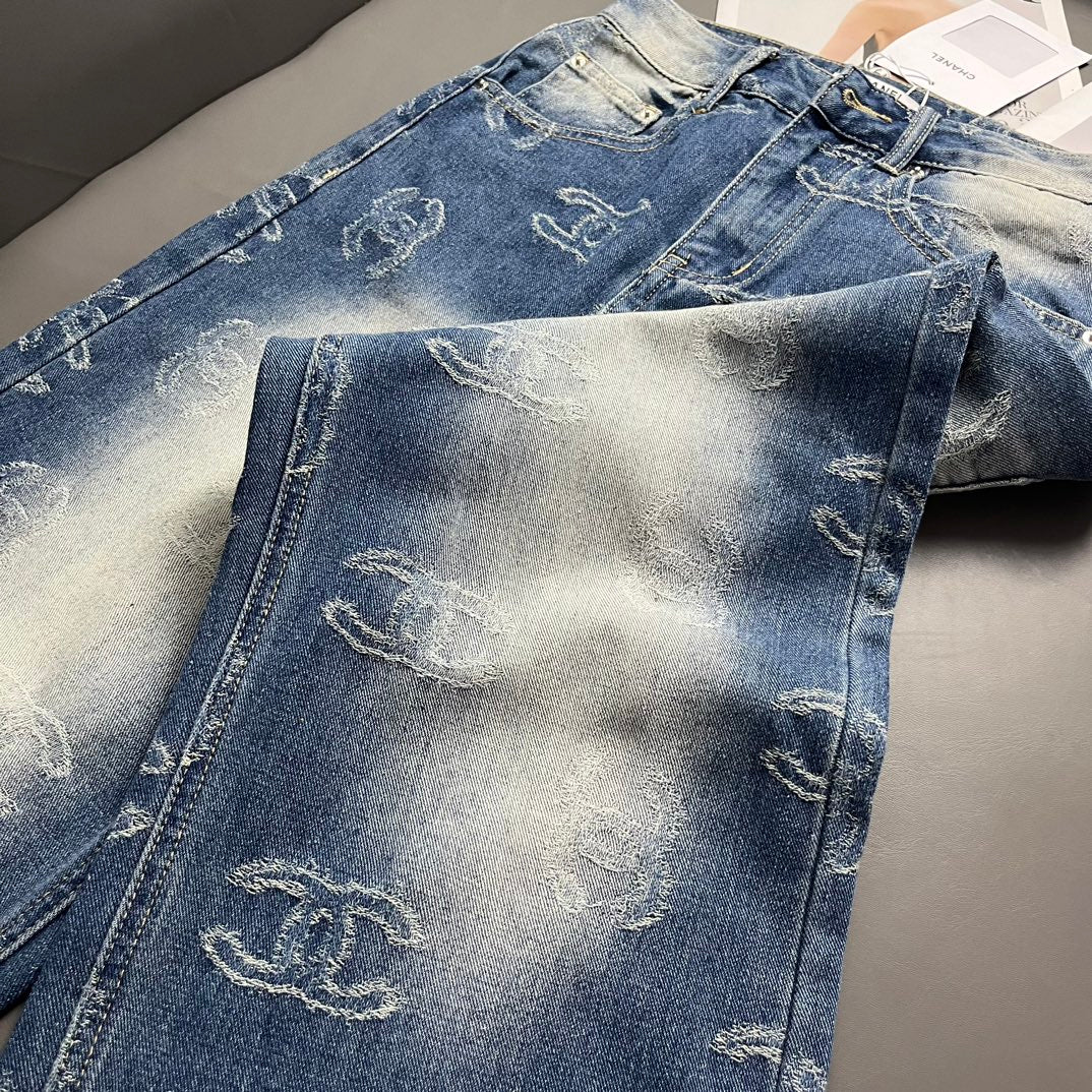 Gradient jacquard logo denim pants 1024092921