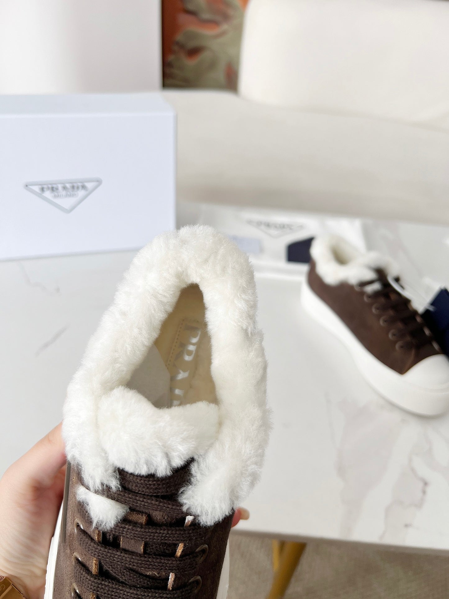 24 Autumn and Winter New Triangle Logo Wool Casual Women's Shoes XC0424101414
