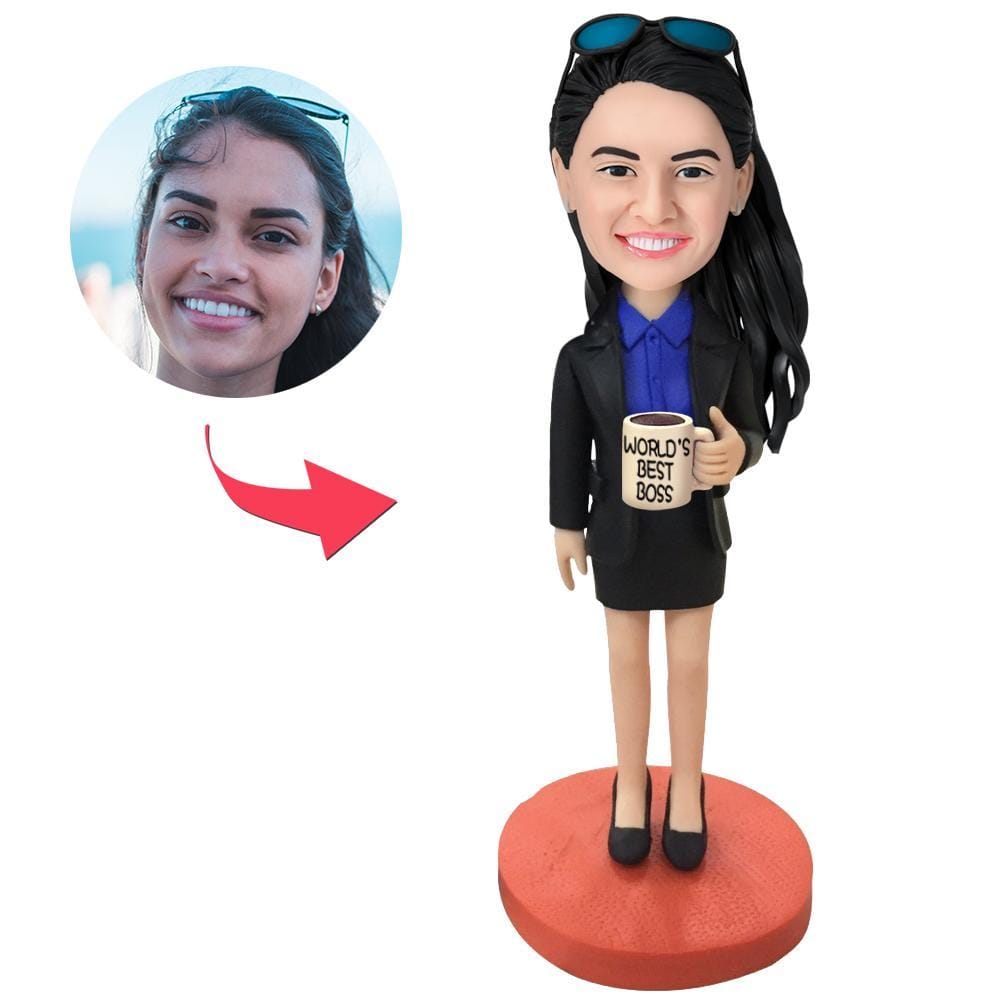 Personalized Female Boss Bobblehead With Engraved Text