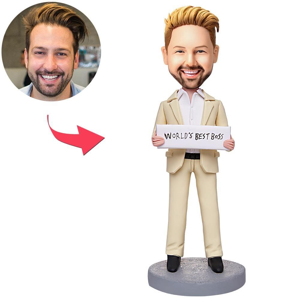 Personalized World's Best Boss Businessman Bobbleheads With Engraved Text