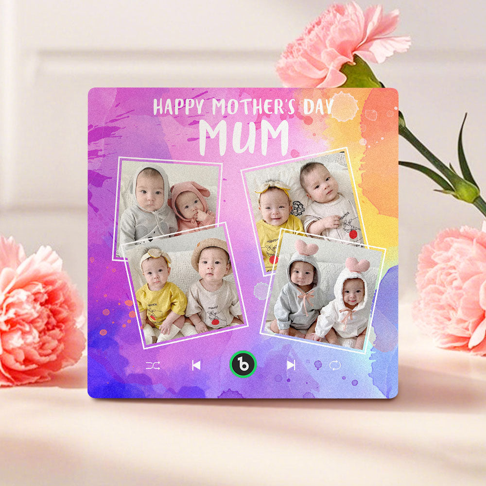 Custom Music Fridge Magnets That Plays Music with 4 Photos Mother's Day Gifts for Mum