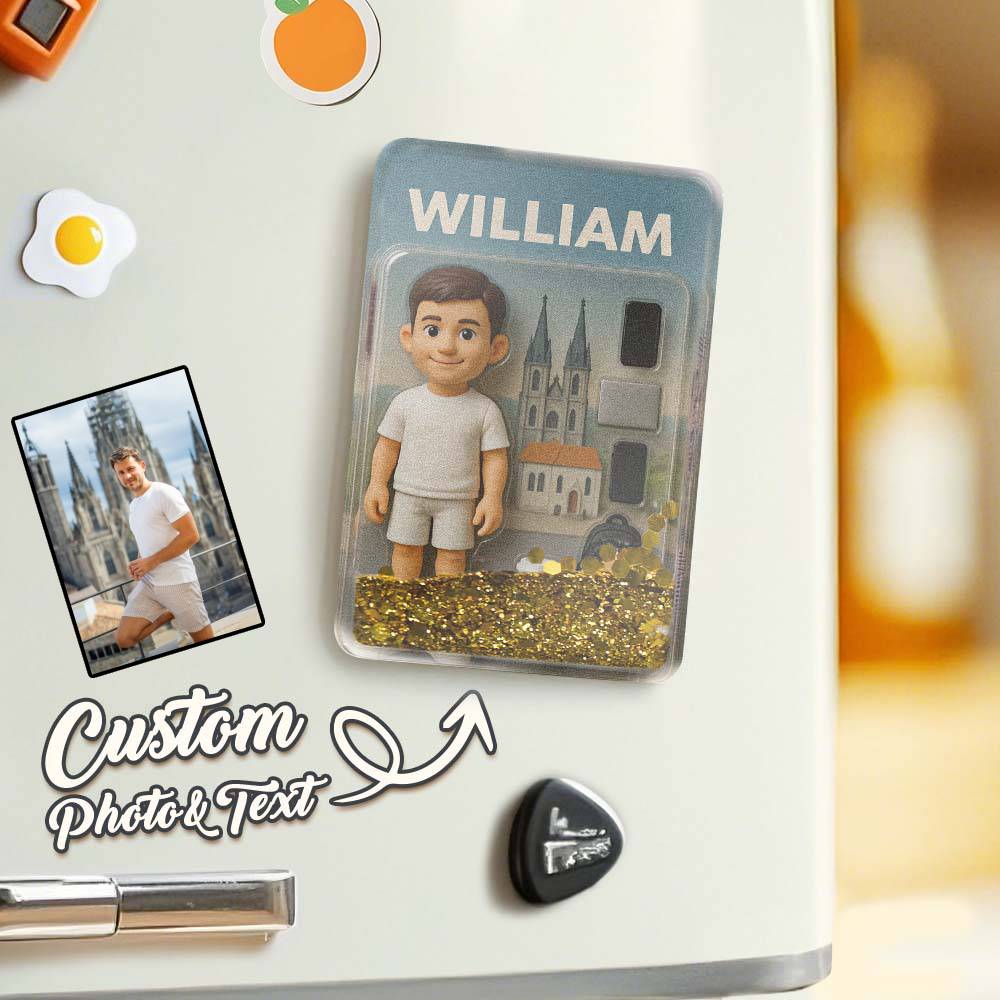 Custom Action Figure Pack Packaging Toy Box Style Art Gift Personalized Quicksand Fridge Magnet Gift for Father