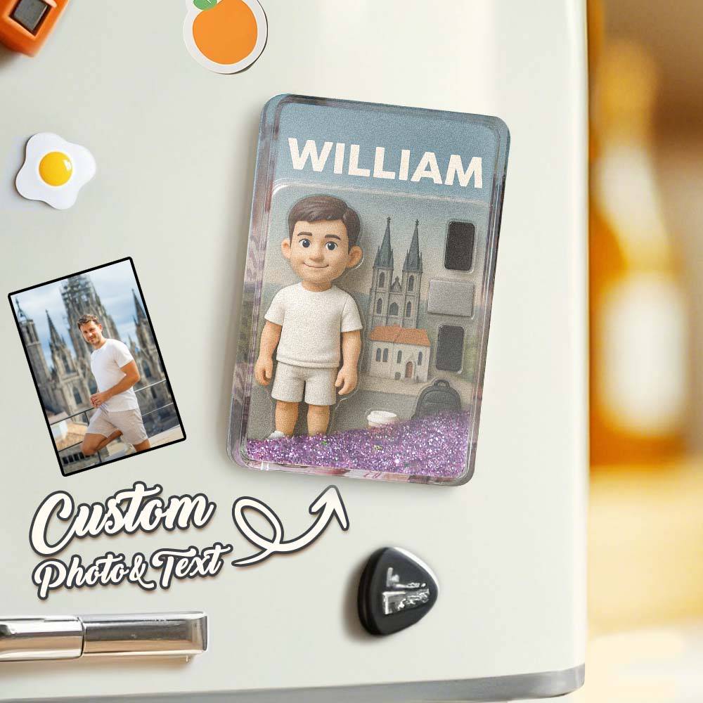 Custom Action Figure Pack Packaging Toy Box Style Art Gift Personalized Quicksand Fridge Magnet Gift for Father