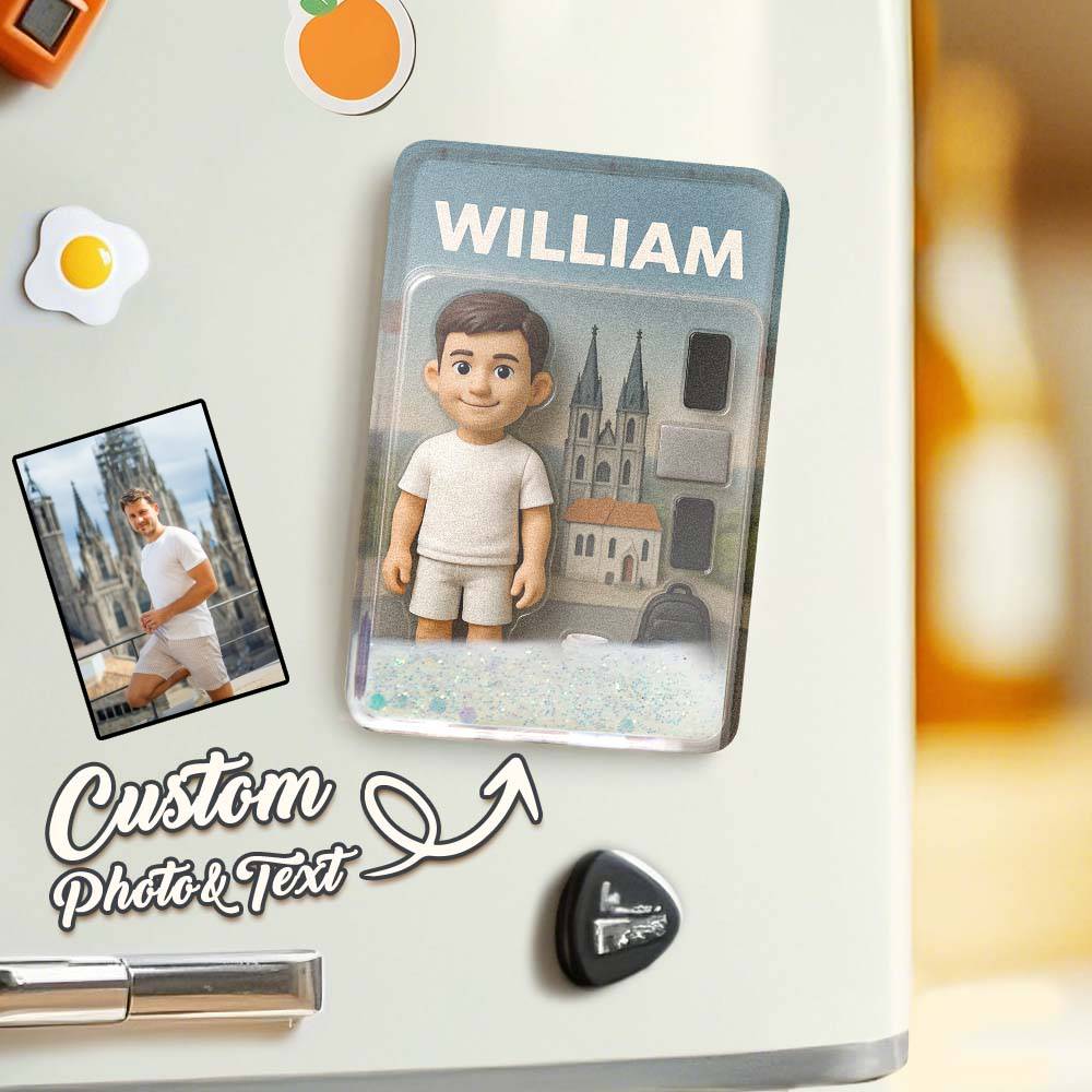 Custom Action Figure Pack Packaging Toy Box Style Art Gift Personalized Quicksand Fridge Magnet Gift for Father