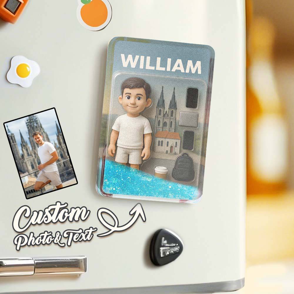 Custom Action Figure Pack Packaging Toy Box Style Art Gift Personalized Quicksand Fridge Magnet Gift for Father