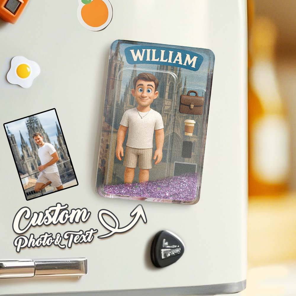Custom Action Figure Pack Packaging Toy Box Style Art Gift Personalized Quicksand Fridge Magnet Gift for Father