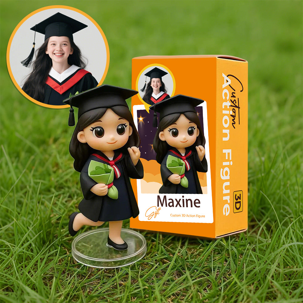 Custom Graduation 3D Figurine Mini Graduation Doll with Cap and Gown Personalized from Photo