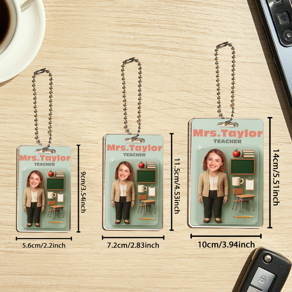Custom Action Figure Customizable Head Packaging Toy Box Style Art Gift Personalized Acrylic Car Hanger Gift for Teacher