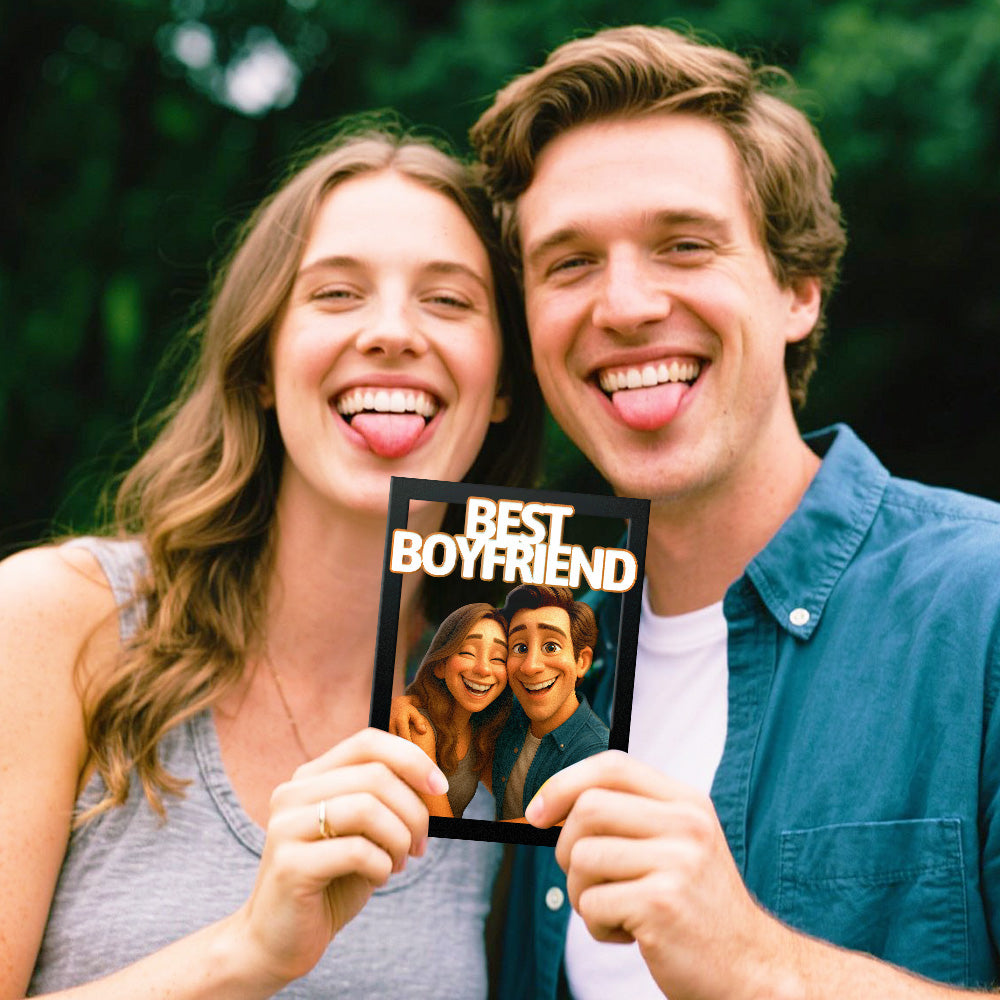 Personalized Cartoon Portrait Wall Frame Custom Wooden Cartoon Portrait Best Boyfriend GIrlfrend Unique Anniversary Birthday Holiday Gift