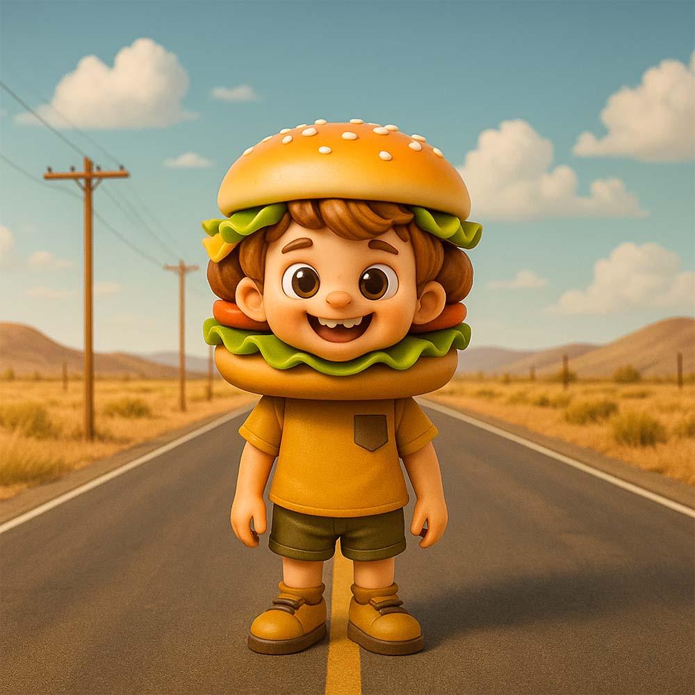 Personalized 3D Mini Figure Custom Cartoon Style Doll from Your Photo Create Your Own Burger Character for Food Lovers Unique Collectible Gift for Her or Him