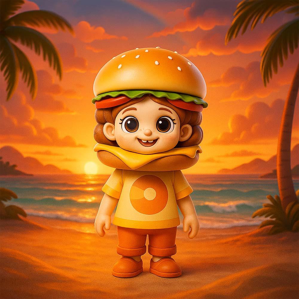 Personalized 3D Mini Figure Custom Cartoon Style Doll from Your Photo Create Your Own Burger Character for Food Lovers Unique Collectible Gift for Her or Him