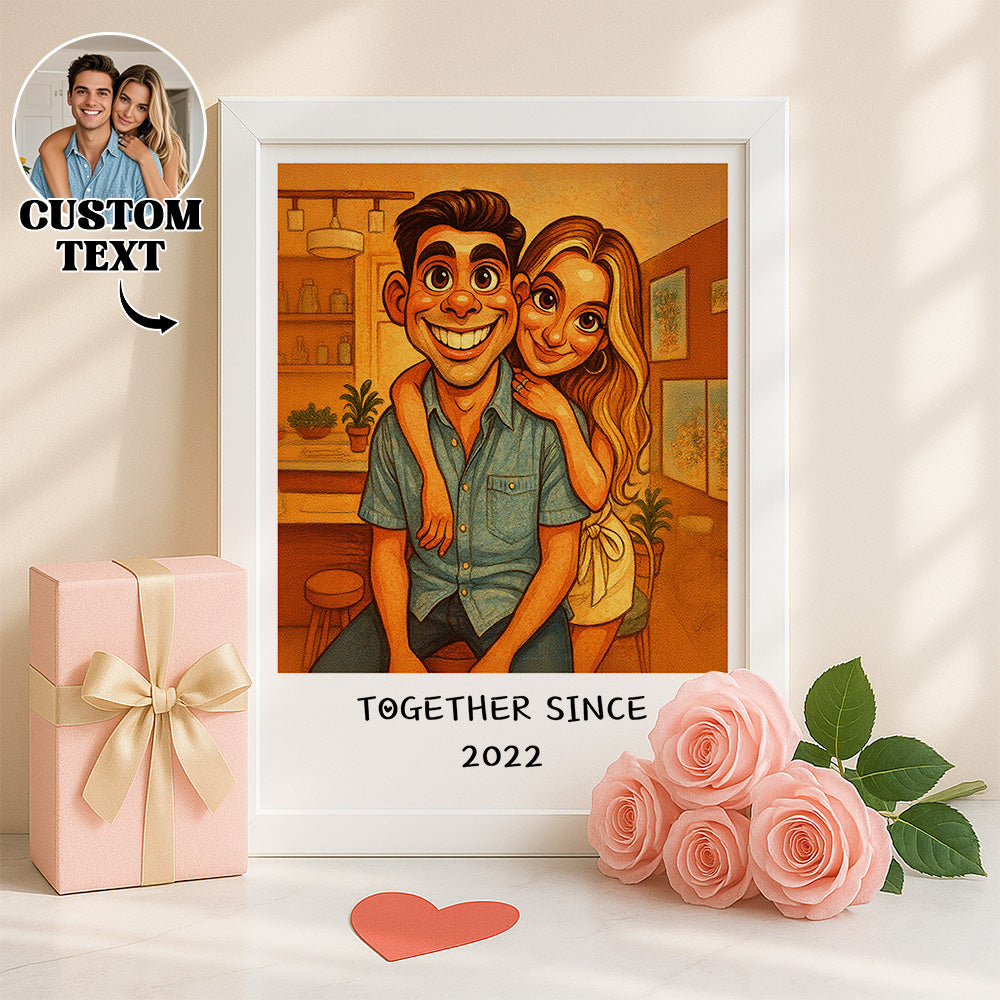 Custom Funny Caricature Portrait Frame Transform Your Photo into Hilarious Art Gift Best Gift for Husband Wife Family