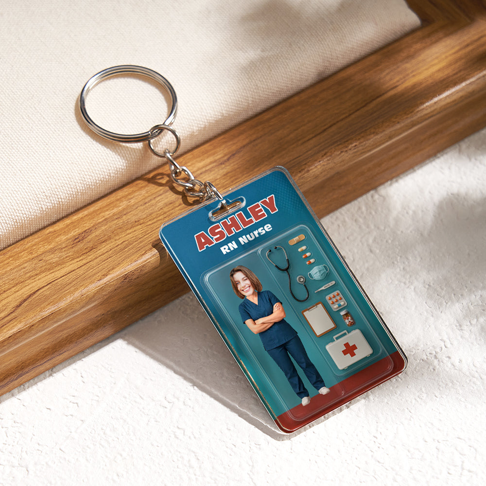 Custom Action Figure Customizable Head Packaging Toy Box Style Art Gift Personalized Acrylic Keychain Nurses Day Gift for Nurse