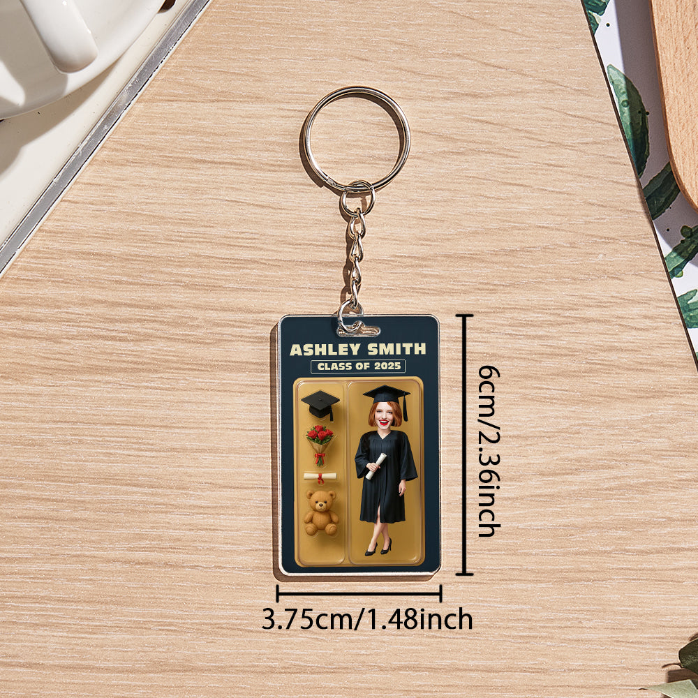 Custom Action Figure Customizable Head Packaging Toy Box Style Art Gift Personalized Acrylic Keychain Graduation Gift for Friend