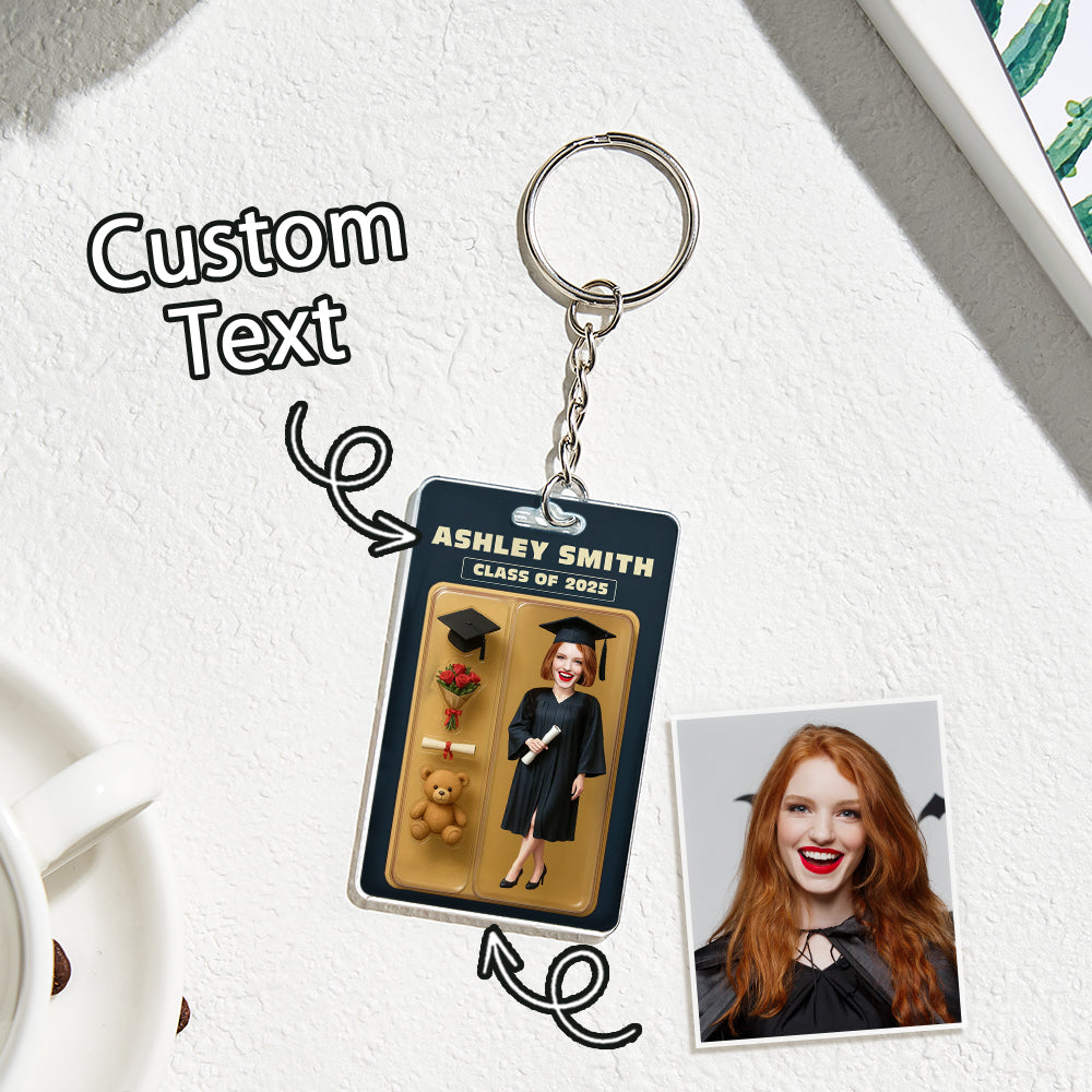 Custom Action Figure Customizable Head Packaging Toy Box Style Art Gift Personalized Acrylic Keychain Graduation Gift for Friend