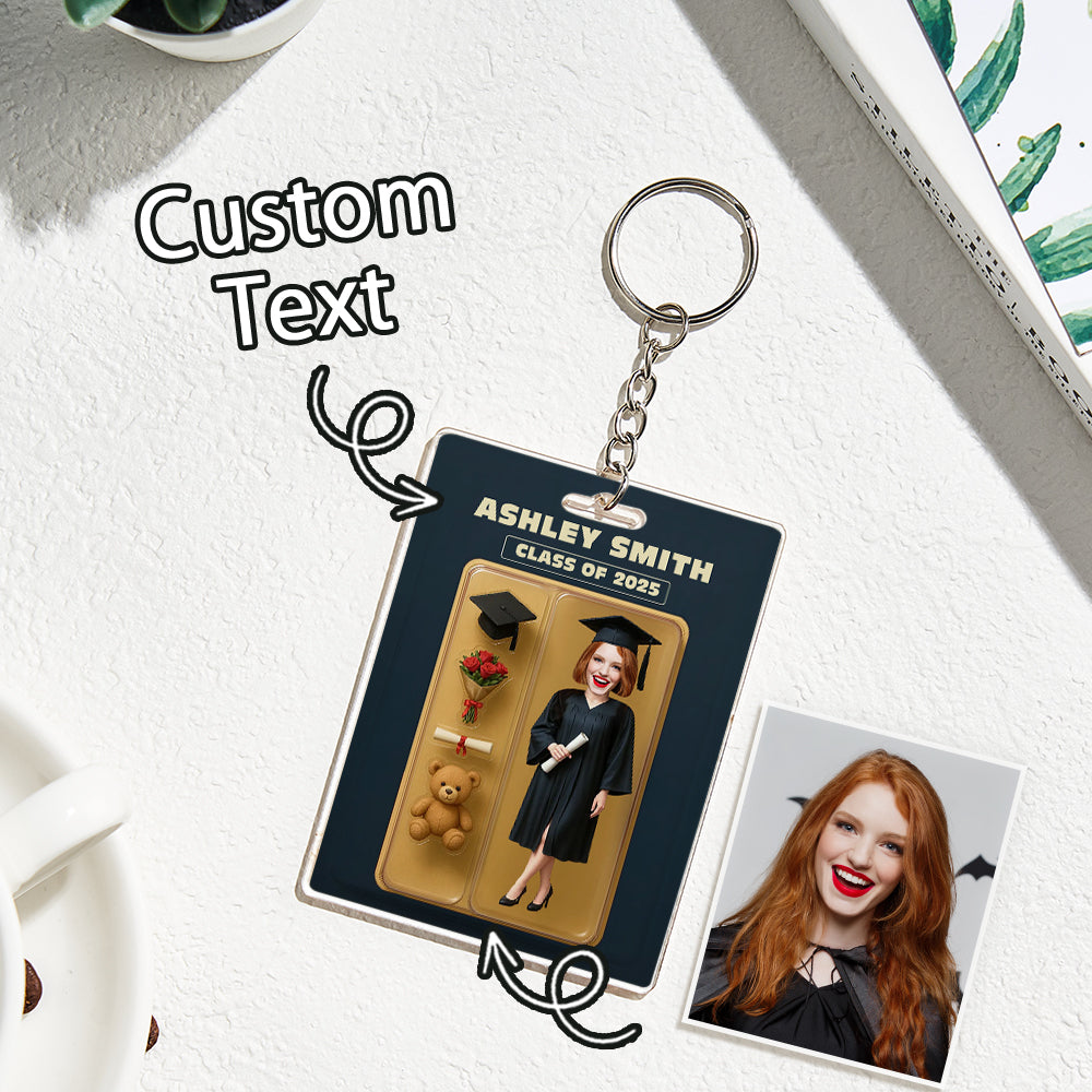 Custom Action Figure Customizable Head Packaging Toy Box Style Art Gift Personalized Acrylic Keychain Graduation Gift for Friend