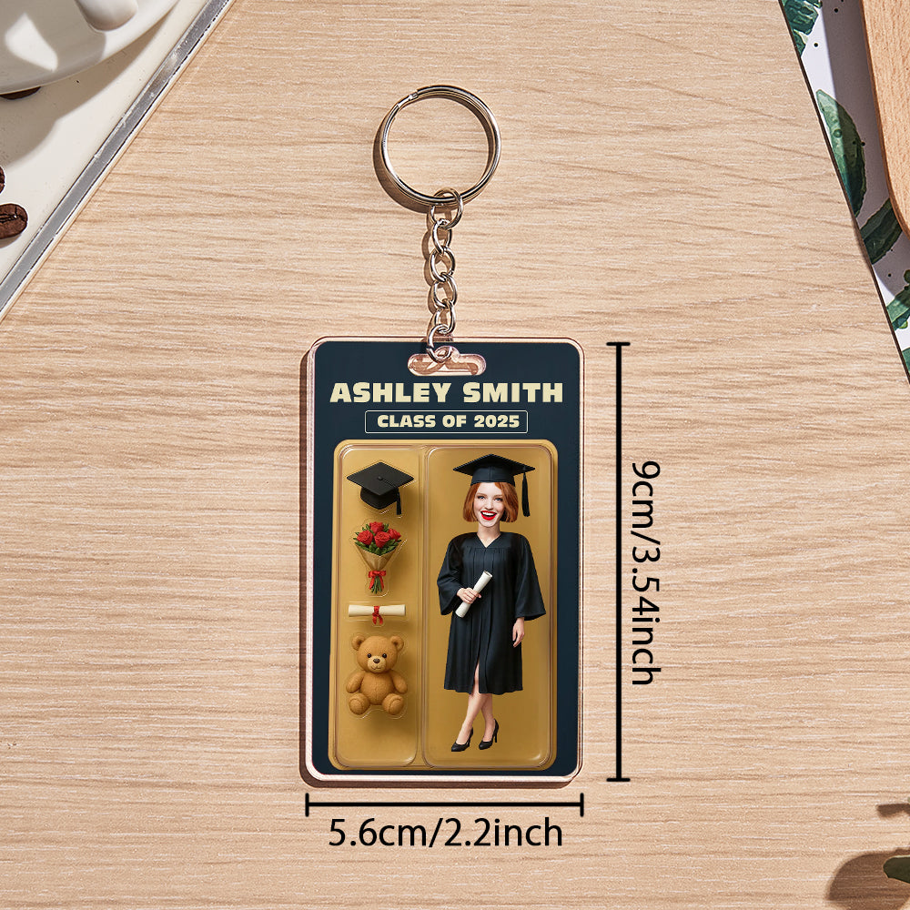 Custom Action Figure Customizable Head Packaging Toy Box Style Art Gift Personalized Acrylic Keychain Graduation Gift for Friend