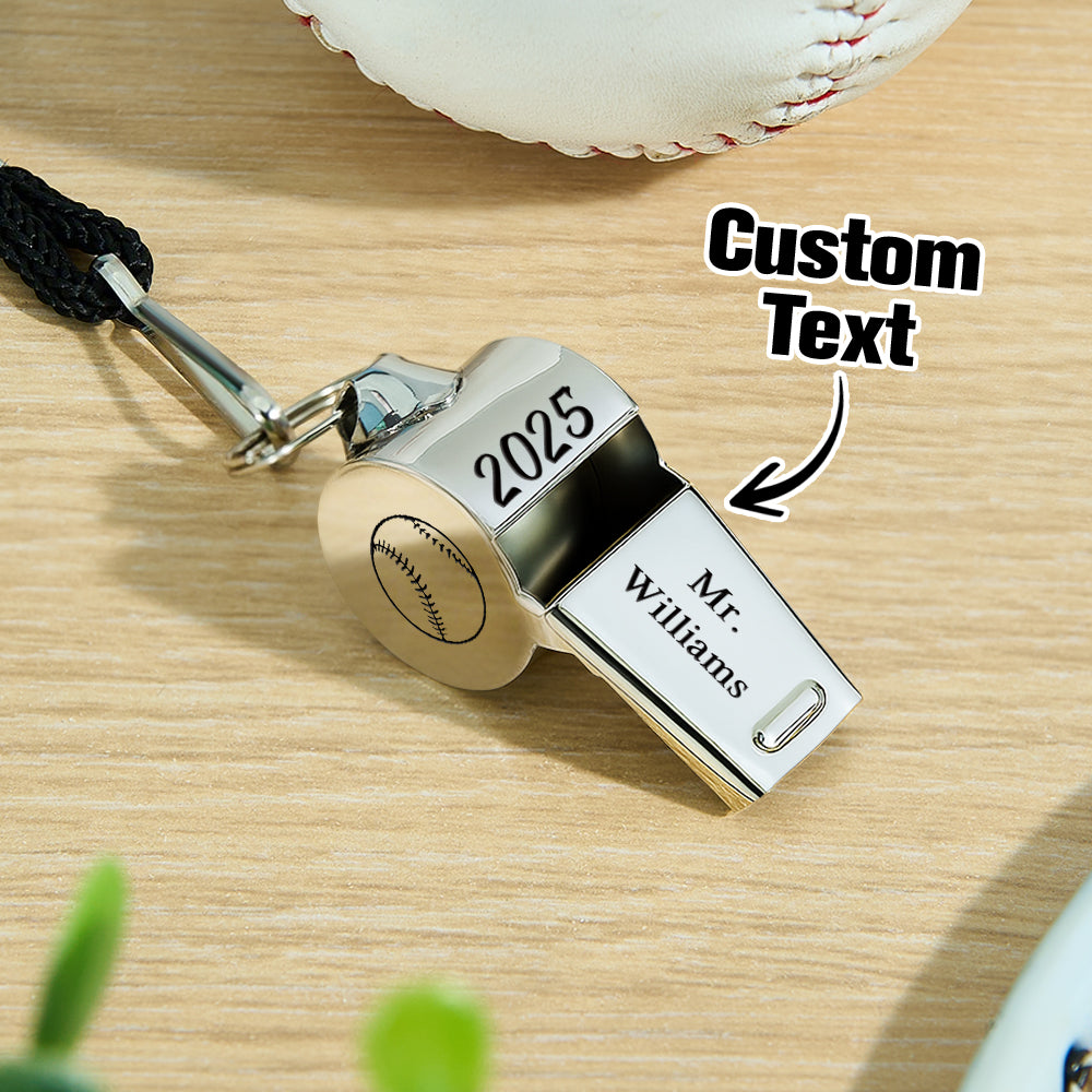 Personalised Whistle with Engraving, Custom Sport Gift for Football Basketball Volleyball Soccer Baseball Coach, Teacher Appreciation Gift