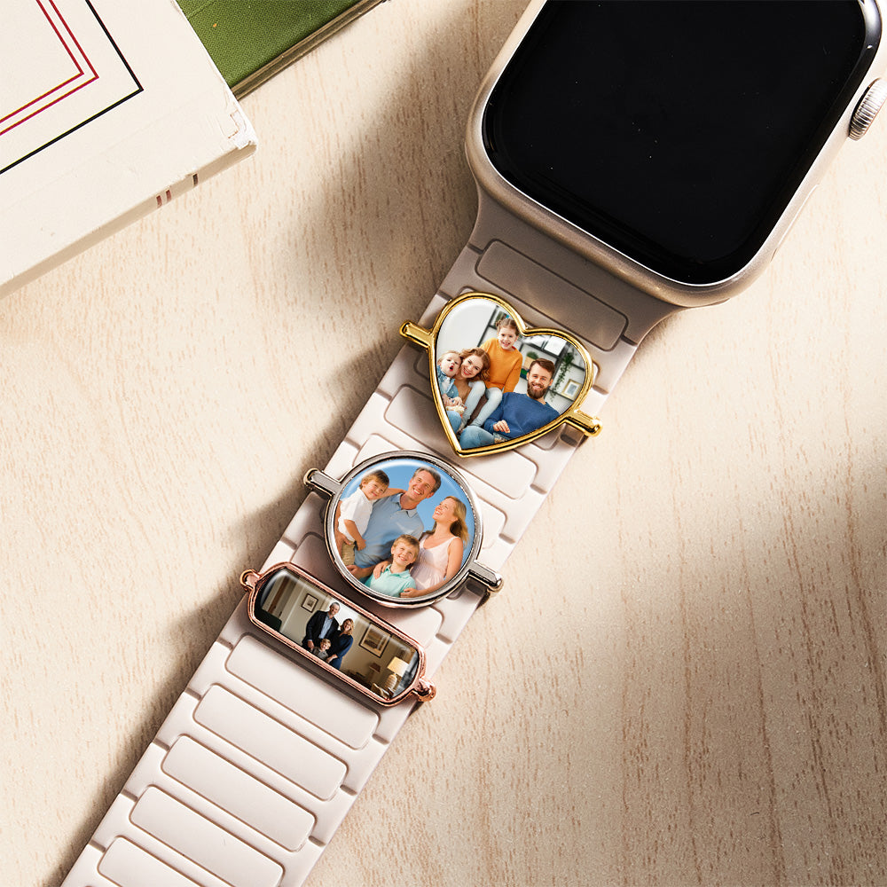 Personalized Photo Engraved Watch Charm – Custom Strap Accessory for Smartwatches Thoughtful Family Gift