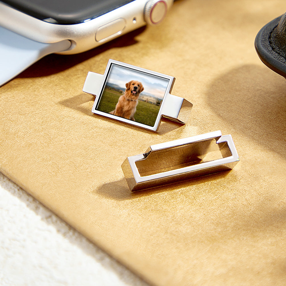 Personalized Family Photo Watch Charm – Custom Engraved Smartwatch Band Accessory Gift