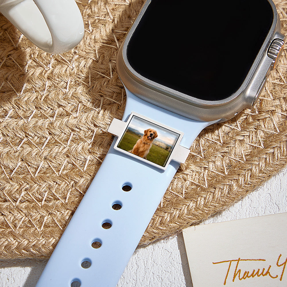 Personalized Family Photo Watch Charm – Custom Engraved Smartwatch Band Accessory Gift