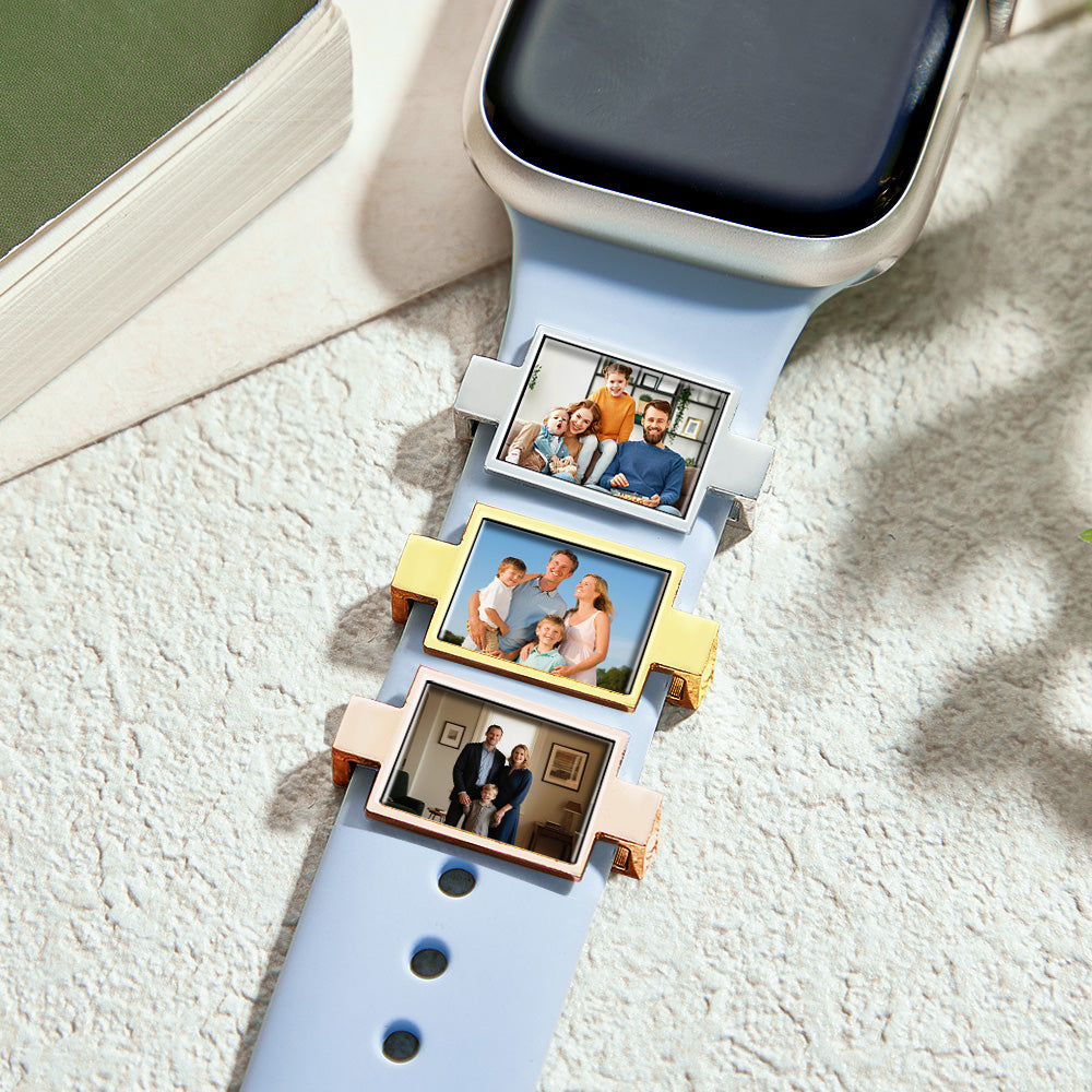 Personalized Family Photo Watch Charm – Custom Engraved Smartwatch Band Accessory Gift
