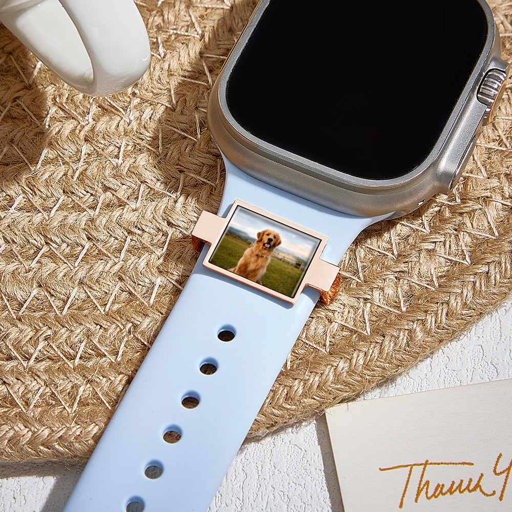 Personalized Family Photo Watch Charm – Custom Engraved Smartwatch Band Accessory Gift