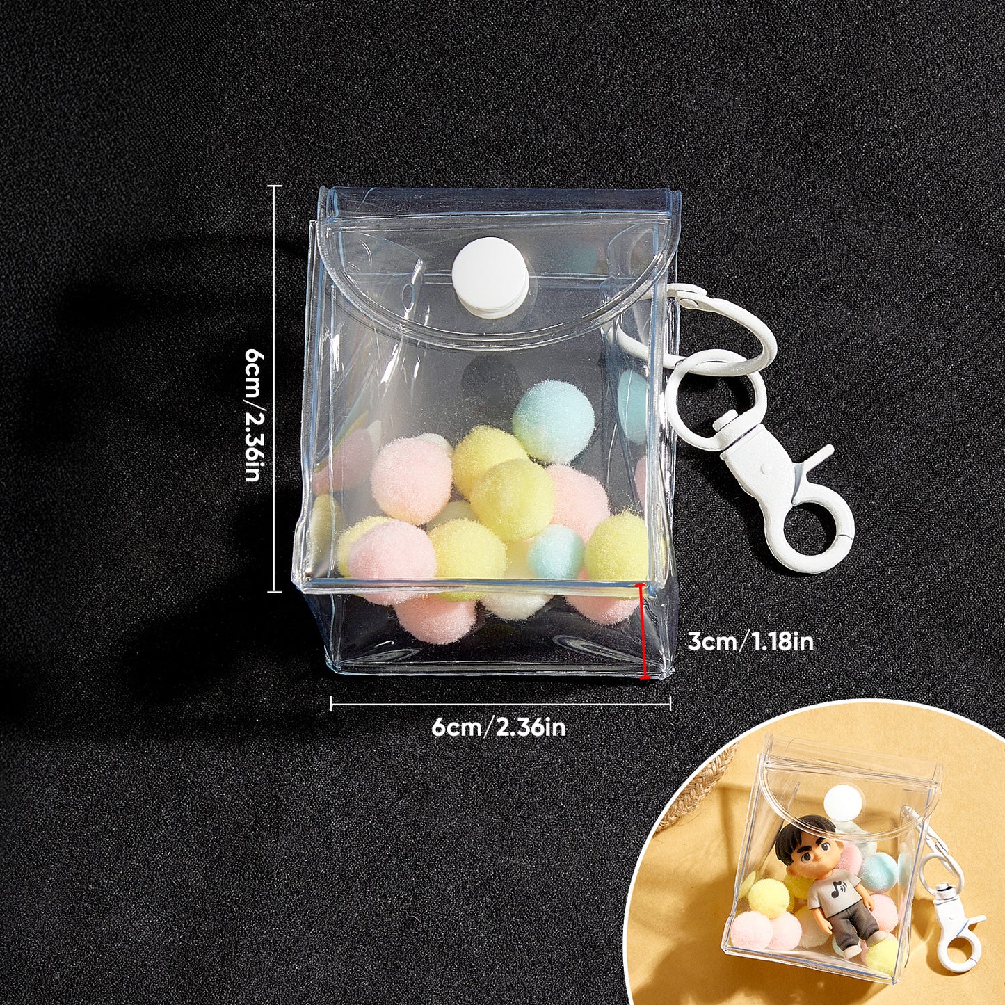 (Fits 4cm Figures) PVC Keychain Display Pouch Style B