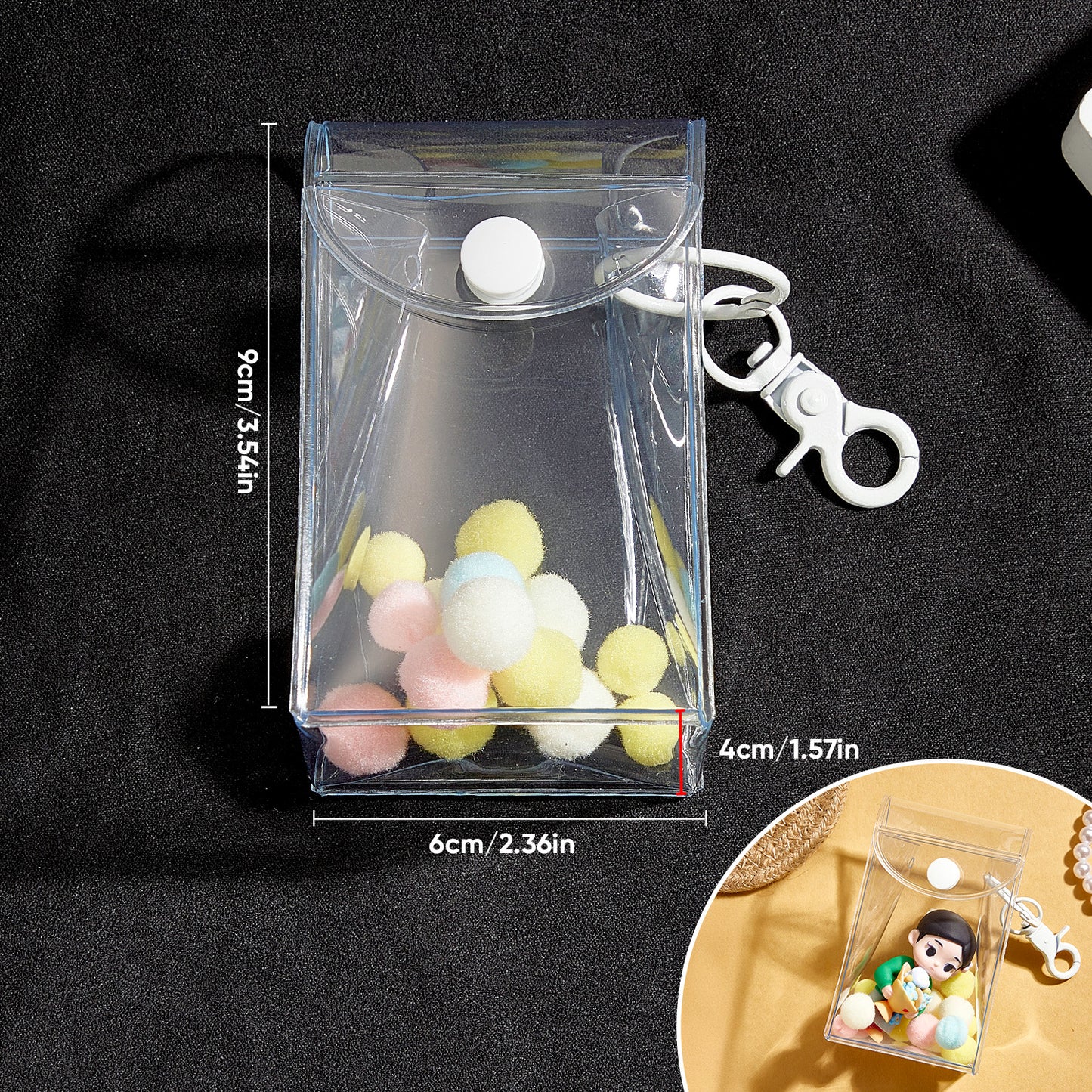 (Fits 8cm Figures) PVC Keychain Display Pouch Style B