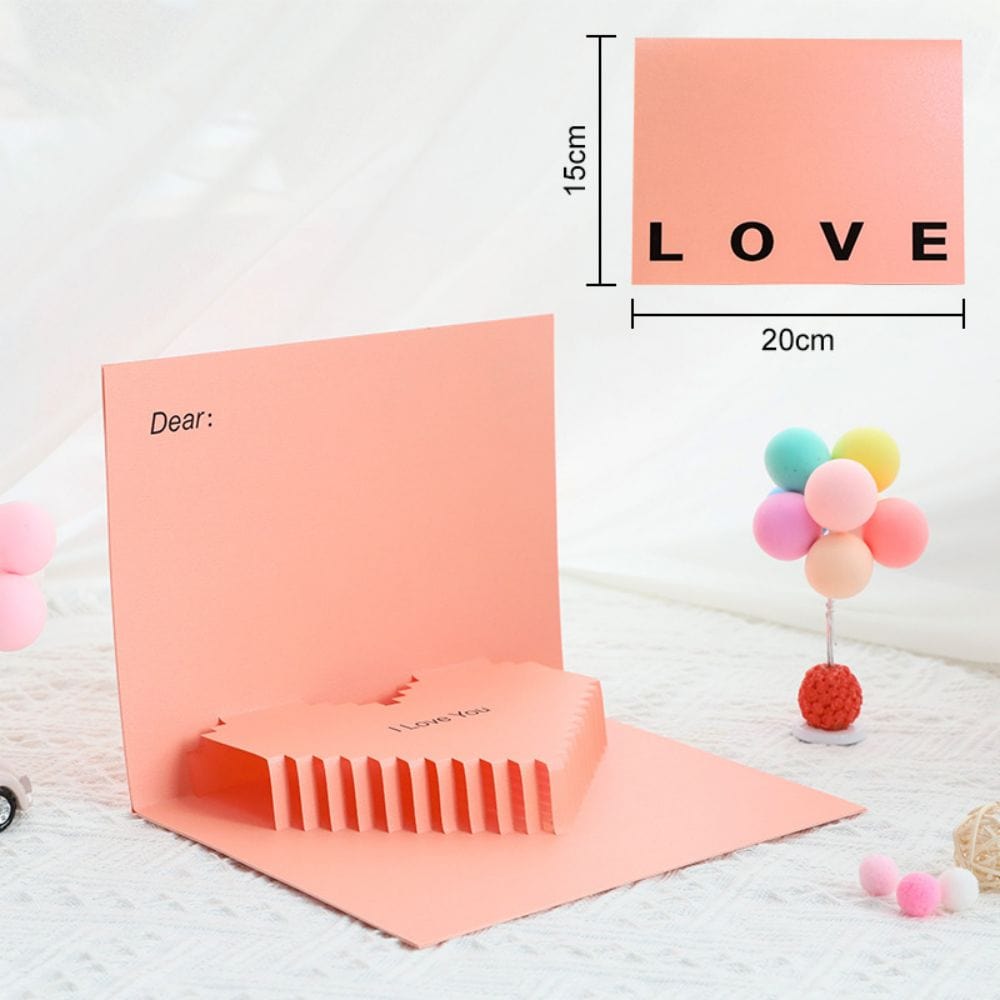 3D Creative Valentine's Day Pop Up Card Romantic Pink Heart Pop Up Greeting Card