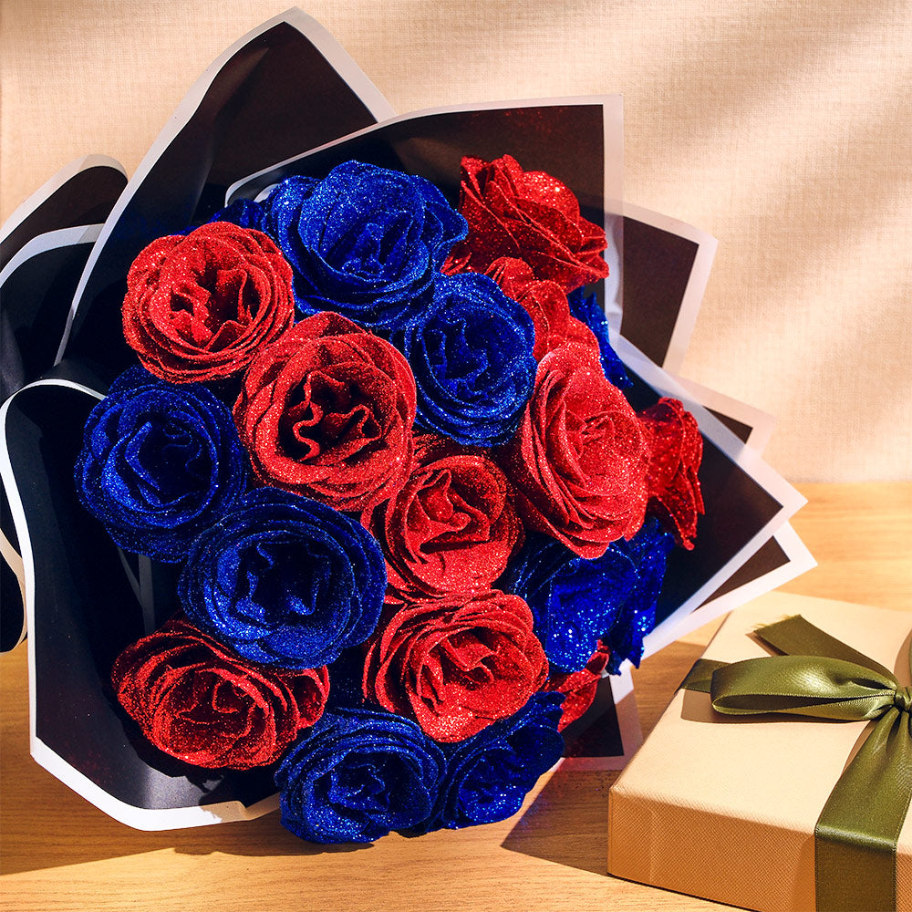 Glitter Rose Bouquet Best Anniversary Gift for Her
