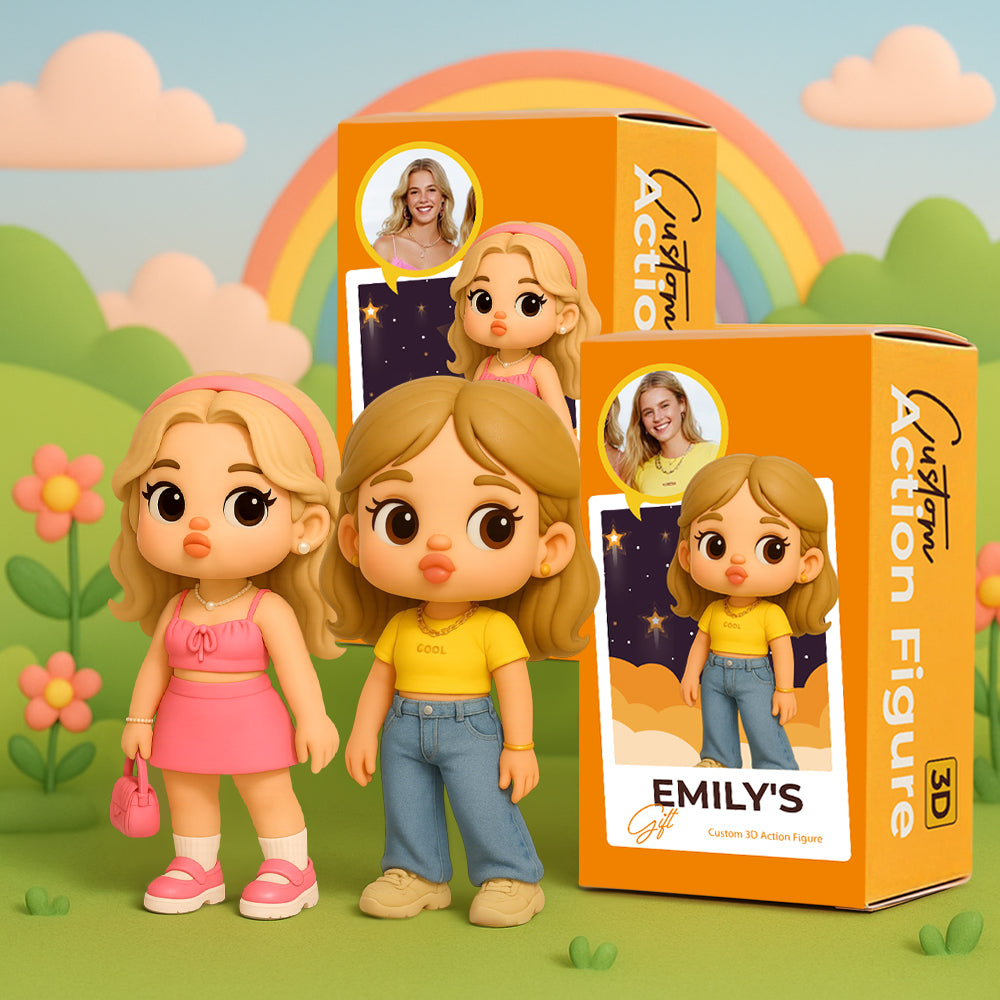 Custom Cute Pouting Style Toy Figure 3D Mini Figures Personalized Photo Blind Box Unique Gift for Child, Daughter