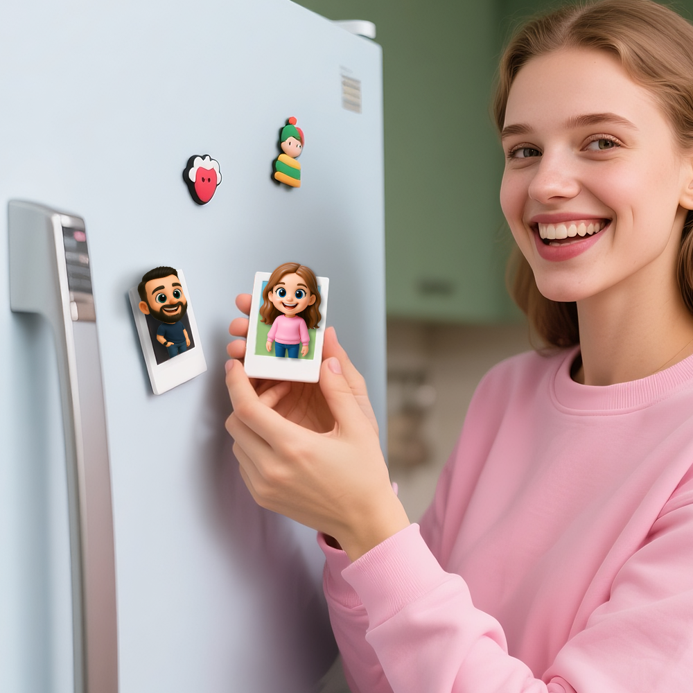 Photo to 3D Cartoon Fridge Magnet Personalized Character Magnet Fun Unique Gift for All Ages