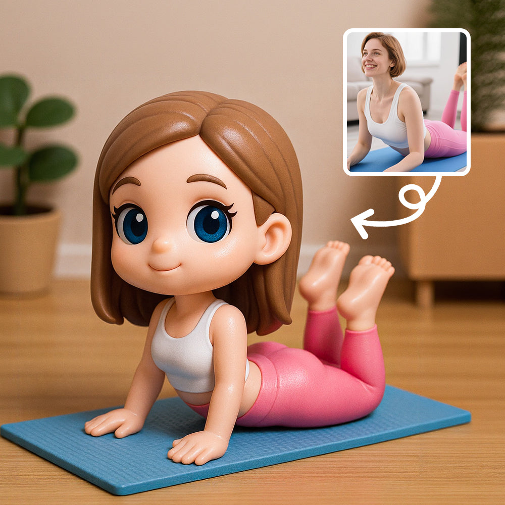 Cartoon Yoga Girl Vinyl Figure Cute Desk Ornament for Yoga Enthusiasts