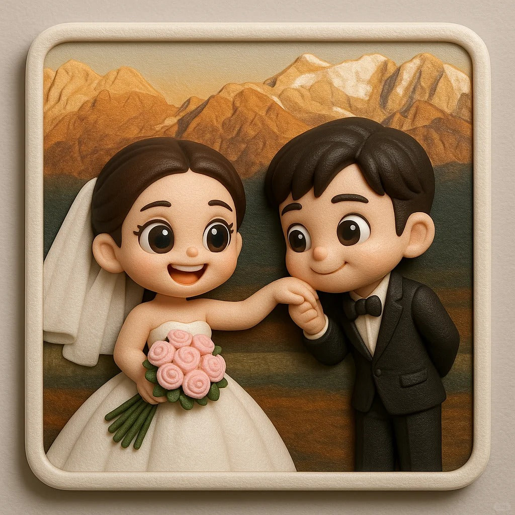 Custom 3D Wedding Fridge Magnet – Personalized Couple Figurine Cute Custom 3D Gift