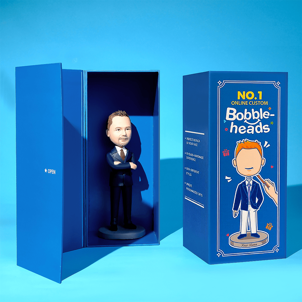Custom Bobblehead Business Man With Suitcases Ready for Business Trip