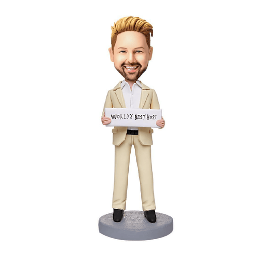 Personalized World's Best Boss Businessman Bobbleheads With Engraved Text