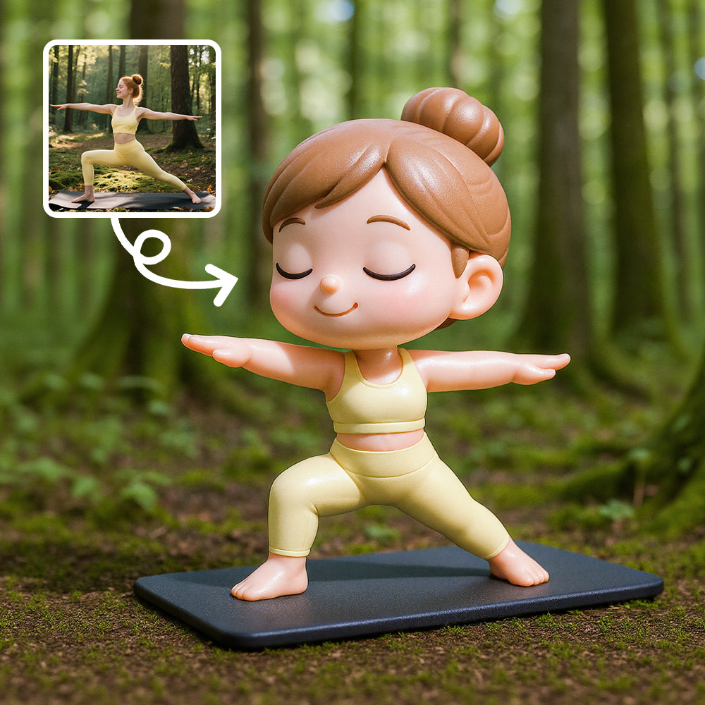 Cartoon Yoga Girl Vinyl Figure Cute Desk Ornament for Yoga Enthusiasts