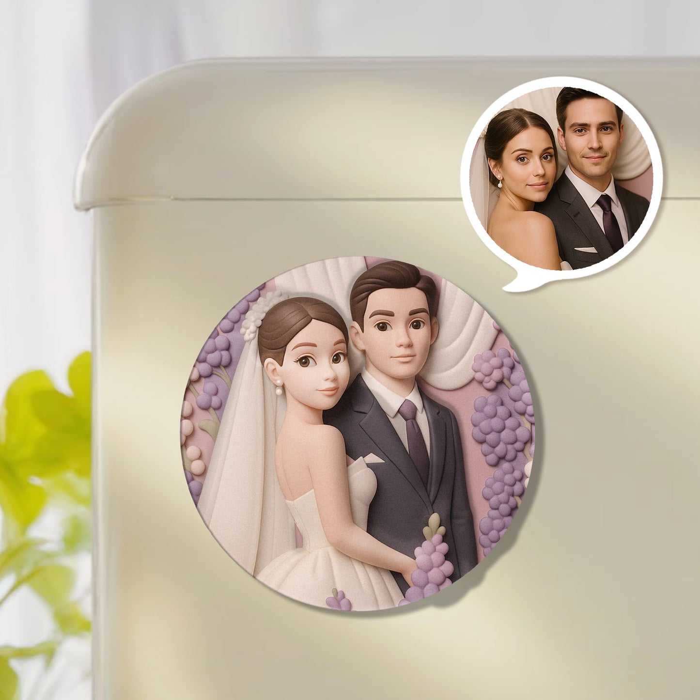 Custom 3D Cartoon Personalized Photo Fridge Magnet Badge